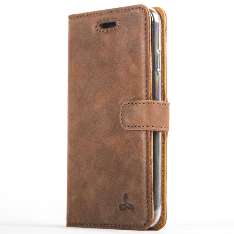 Vintage Chestnut Brown Leather Wallet - Apple iPhone 8 - Snakehive