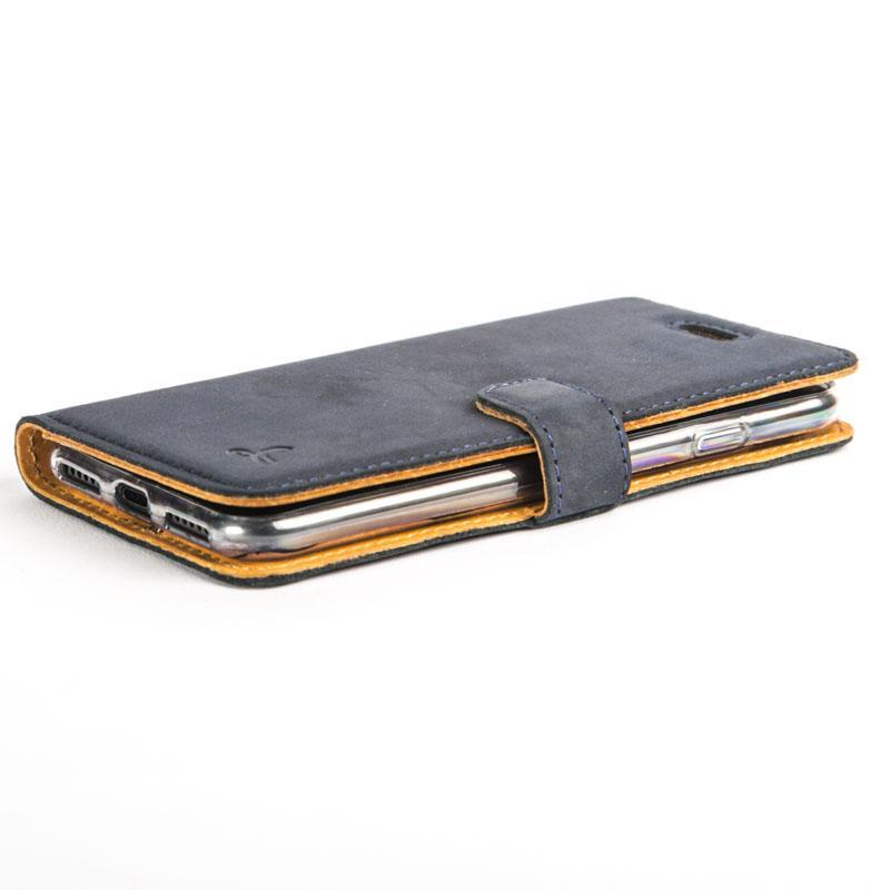 Vintage Navy Leather Wallet - Apple iPhone 8 - Snakehive