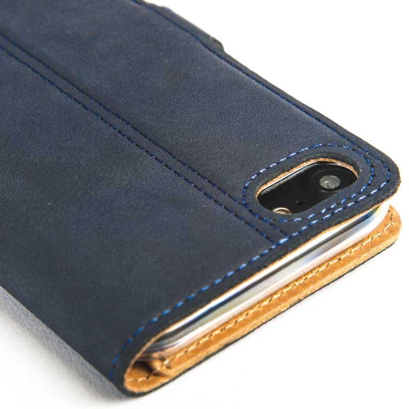 Vintage Navy Leather Wallet - Apple iPhone 8 - Snakehive