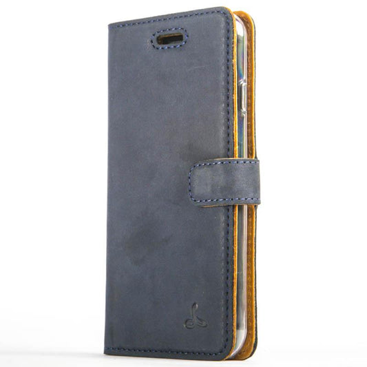 Vintage Navy Leather Wallet - Apple iPhone 8 - Snakehive