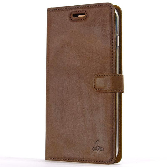 Vintage Chestnut Brown Leather Wallet - Apple iPhone 8 Plus - Snakehive