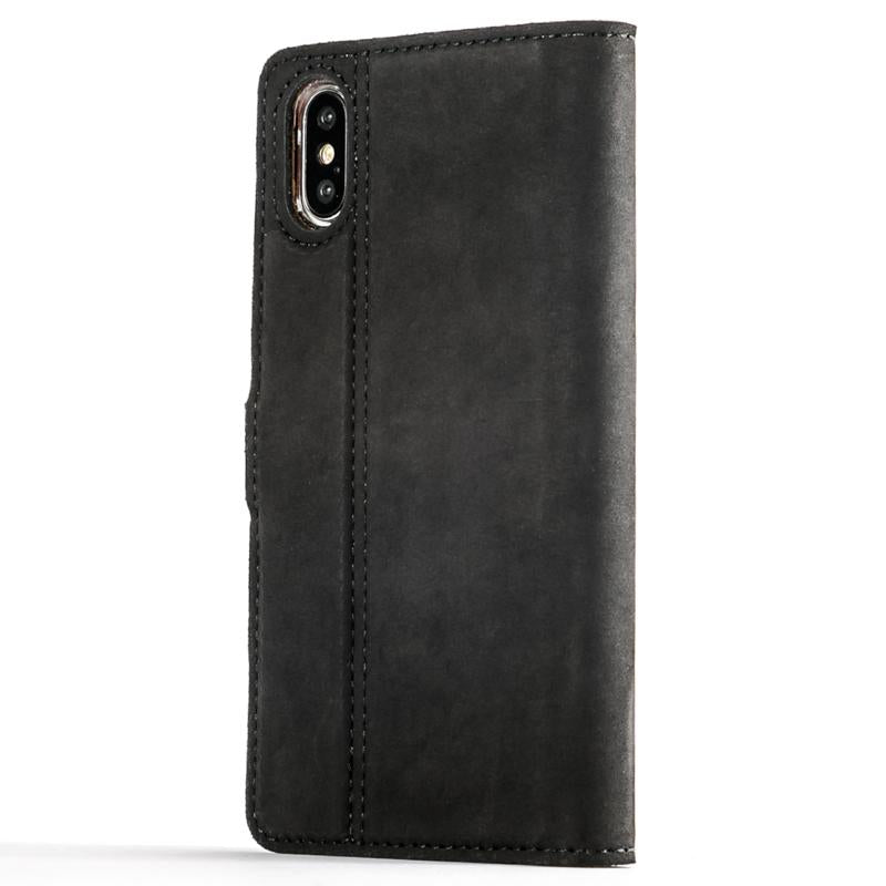 Vintage Black Leather Wallet - Apple iPhone X - Snakehive