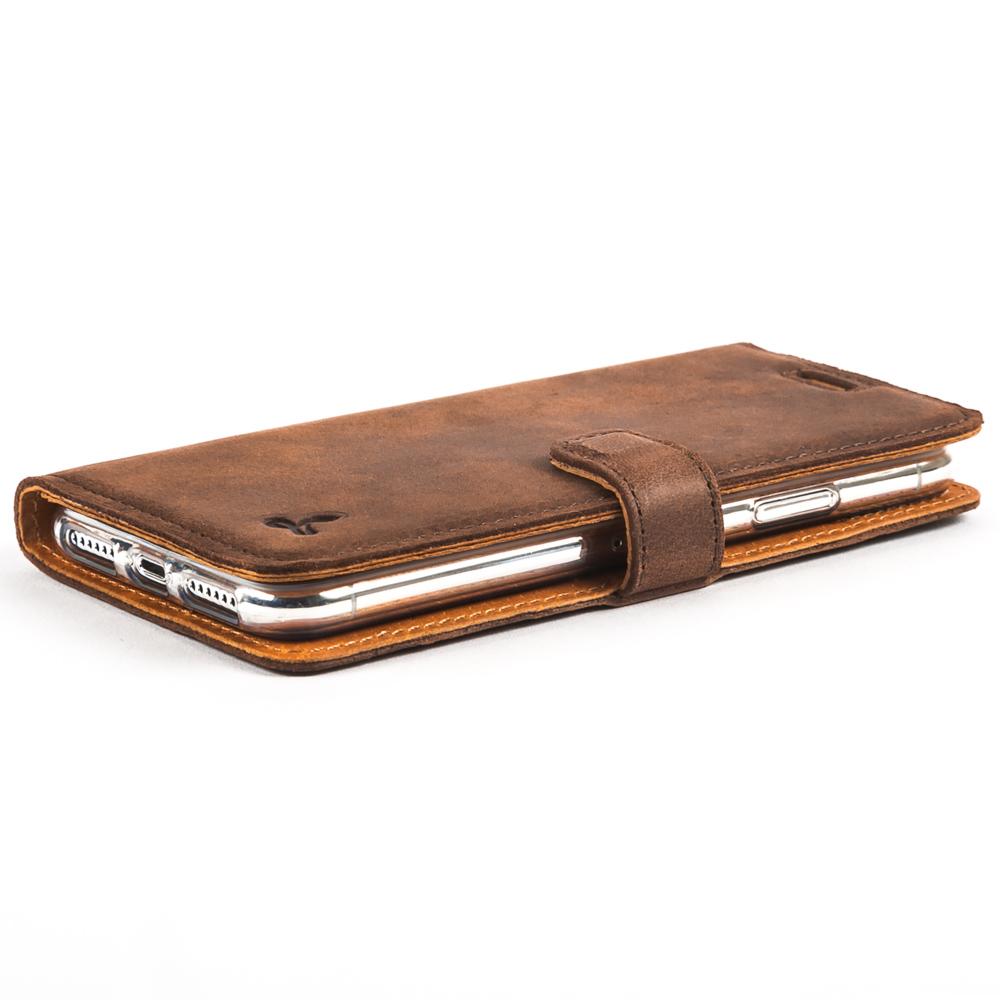 Vintage Chestnut Brown Leather  Wallet - Apple iPhone X - Snakehive
