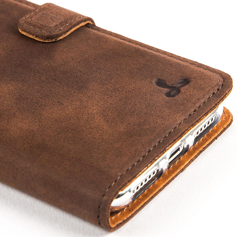 Vintage Chestnut Brown Leather  Wallet - Apple iPhone X - Snakehive