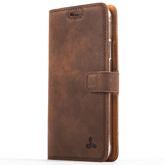 Vintage Chestnut Brown Leather  Wallet - Apple iPhone X - Snakehive