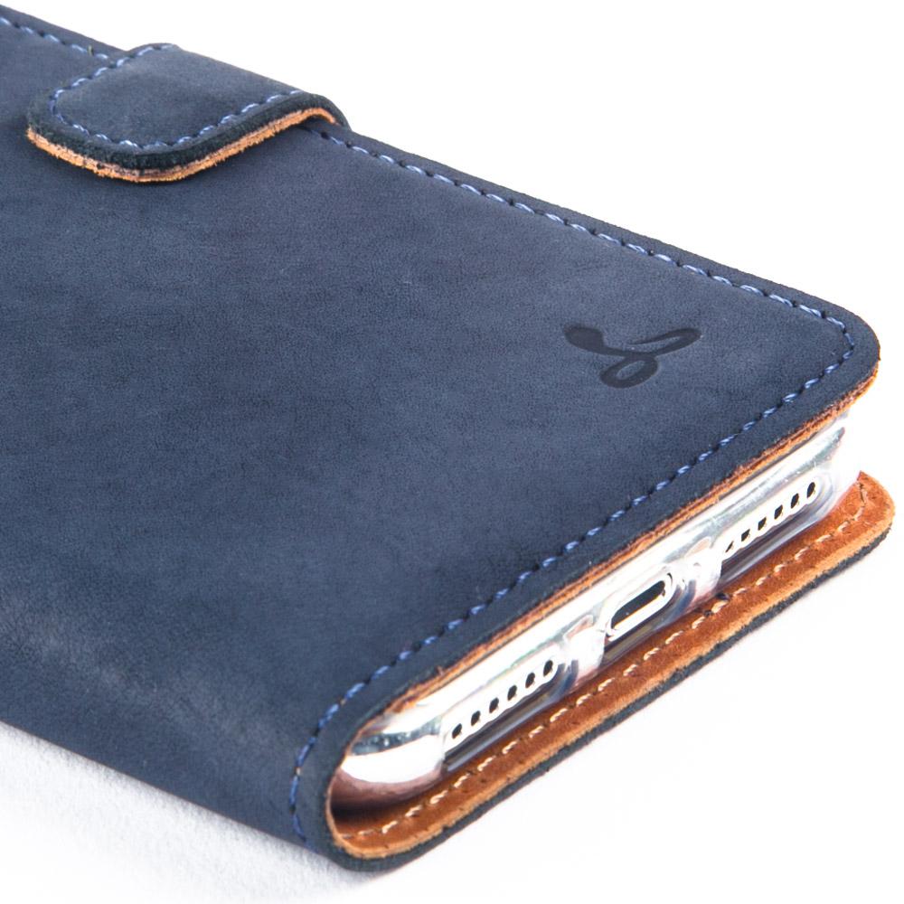 Vintage Navy Leather Wallet - Apple iPhone X - Snakehive