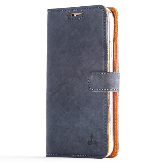 Vintage Navy Leather Wallet - Apple iPhone X - Snakehive