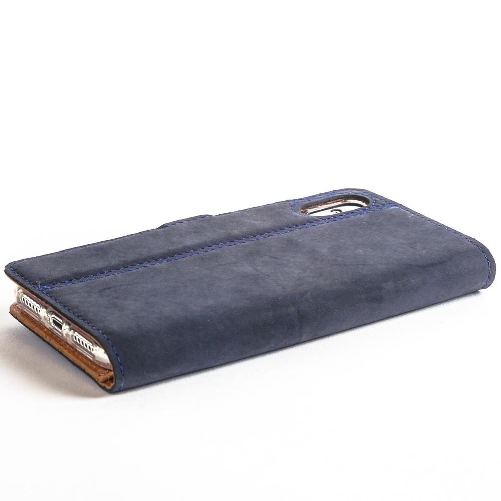 Vintage Navy Leather Wallet - Apple iPhone X - Snakehive