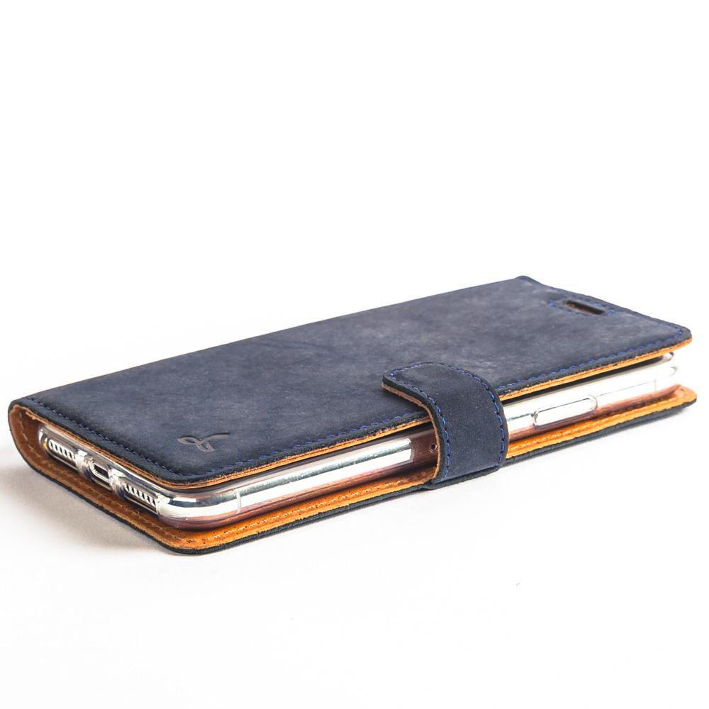 Vintage Navy Leather Wallet - Apple iPhone X - Snakehive