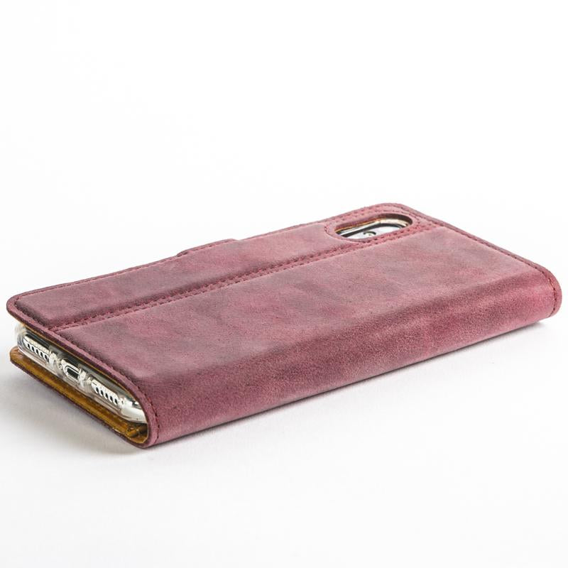 Vintage Plum Leather Wallet - Apple iPhone X - Snakehive