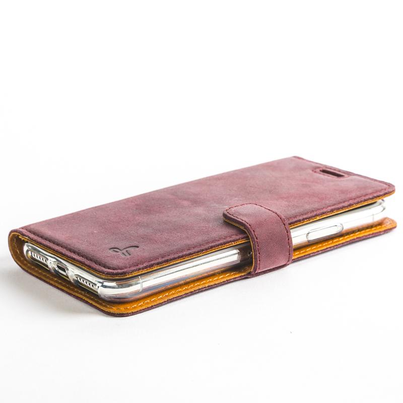Vintage Plum Leather Wallet - Apple iPhone X - Snakehive