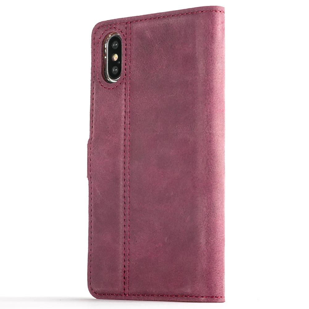 Vintage Plum Leather Wallet - Apple iPhone X - Snakehive