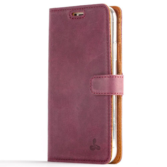 Vintage Plum Leather Wallet - Apple iPhone X - Snakehive