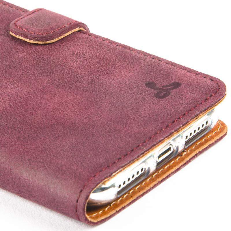 Vintage Plum Leather Wallet - Apple iPhone X - Snakehive