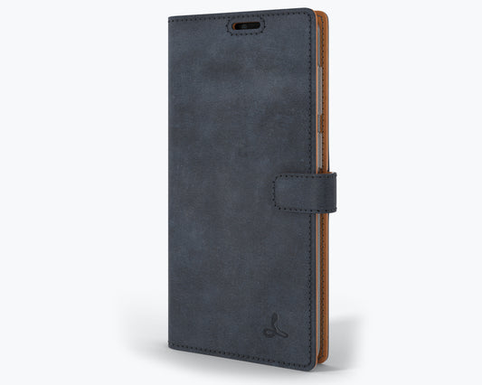 Vintage Lederhülle Marine Blau - Samsung Galaxy A12