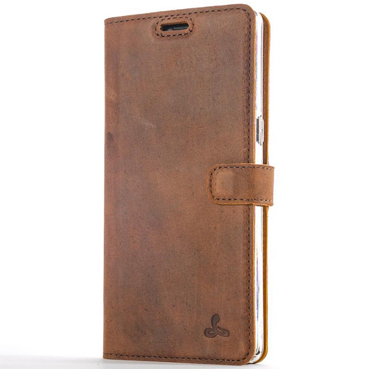 Vintage Chestnut Brown Leather Wallet - Samsung Galaxy Note 8 - Snakehive