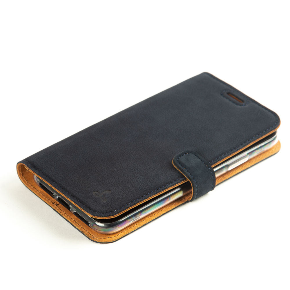 Vintage Lederhülle Marine Blau - Apple iPhone 11